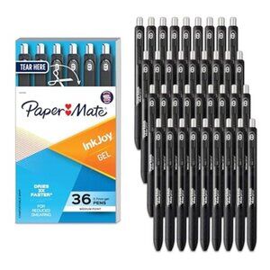 Paper Mate InkJoy Gel Pens, Retractable, Medium Point (0.7mm), Black, 36 Count